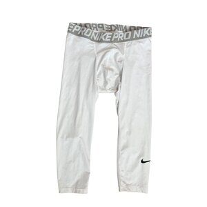 Nike Pro Pant Tight Men’s Size Large White Athletic 3/4 Length Style 828642-100